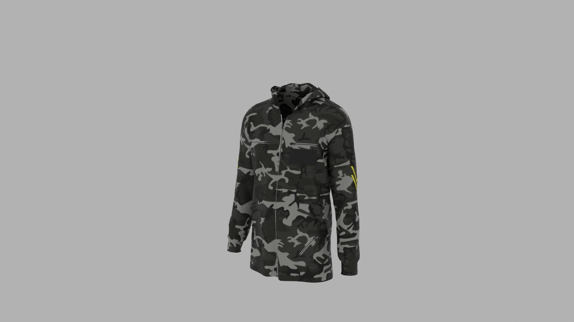 Hoodie mannequin wearing camouflage Low-poly 3D model_2