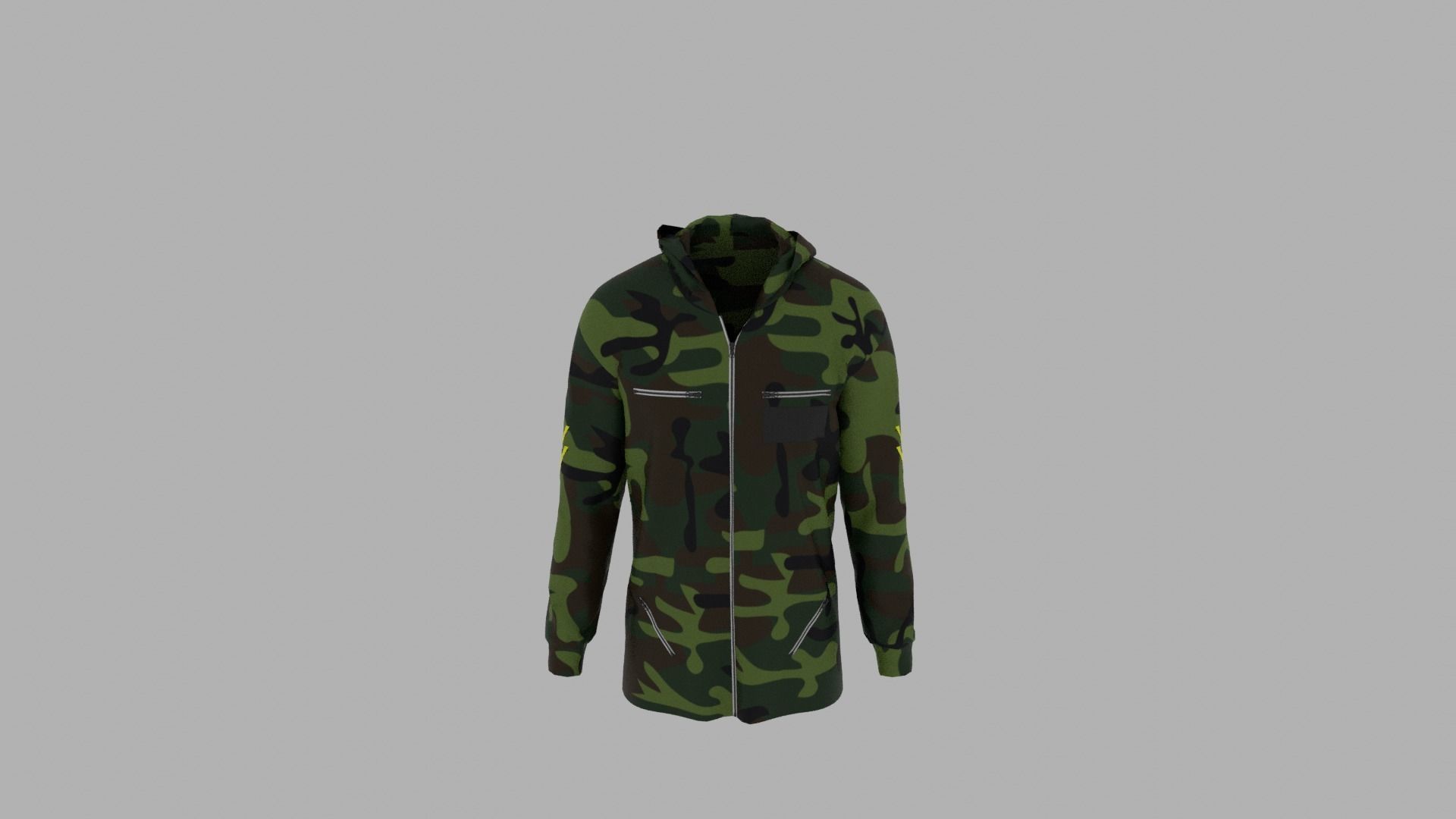 Hoodie camouflage hooded jacket Low-poly 3D model_5