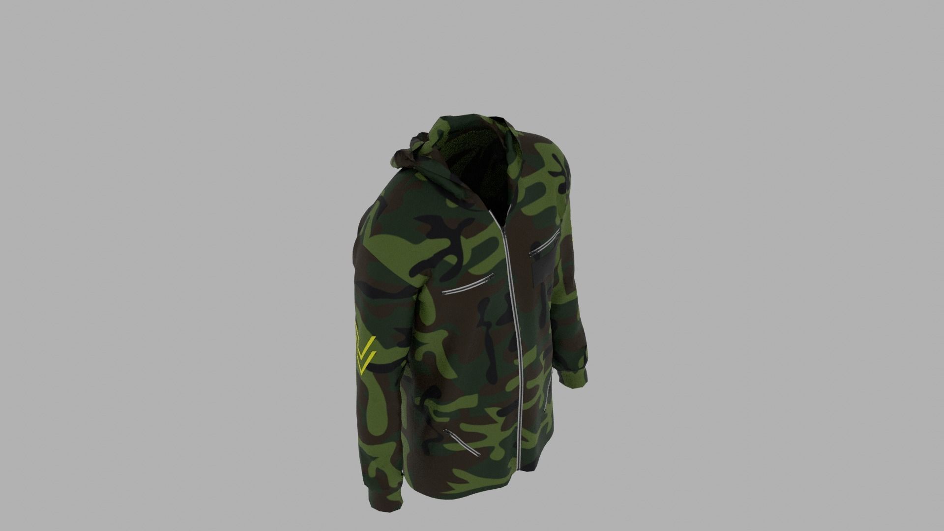 Hoodie camouflage hooded jacket Low-poly 3D model_7