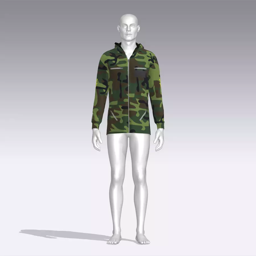 Hoodie camouflage hooded jacket Low-poly 3D model_0