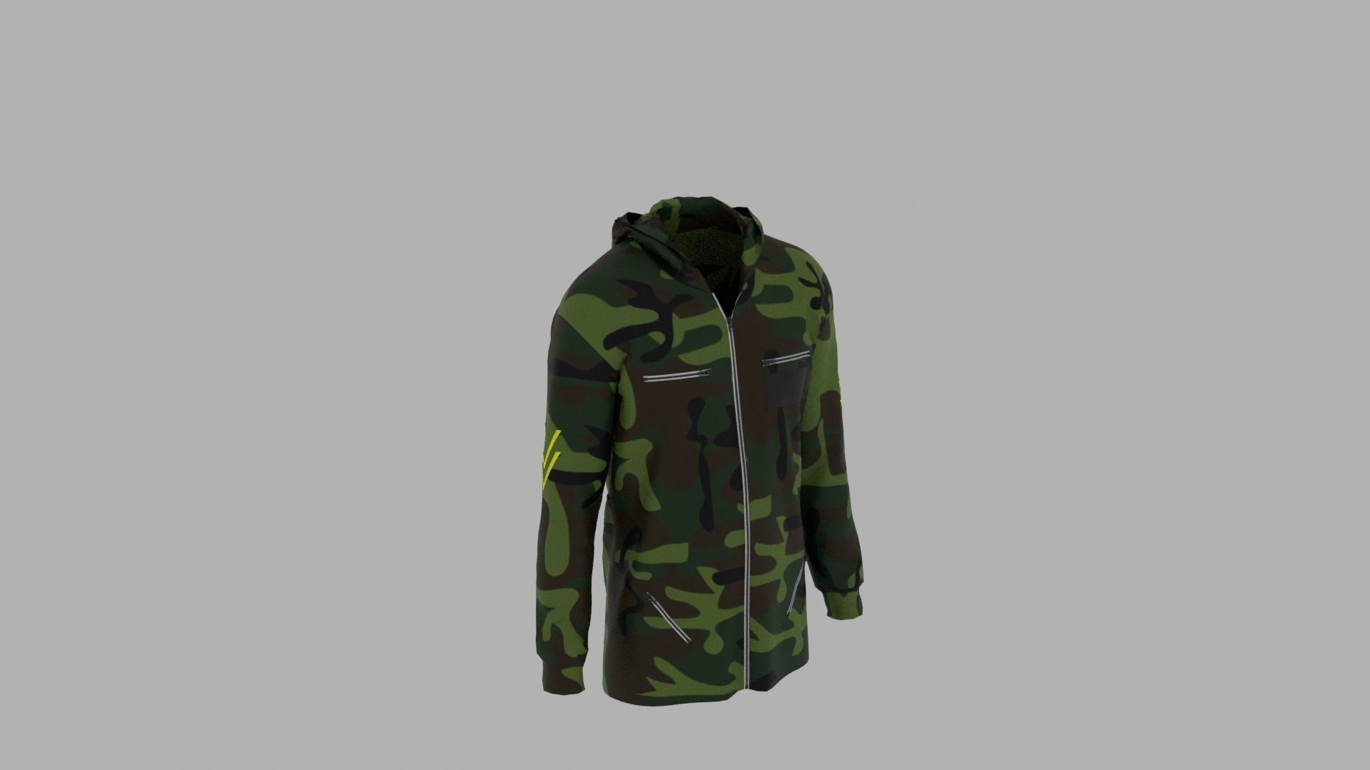 Hoodie camouflage hooded jacket Low-poly 3D model_4