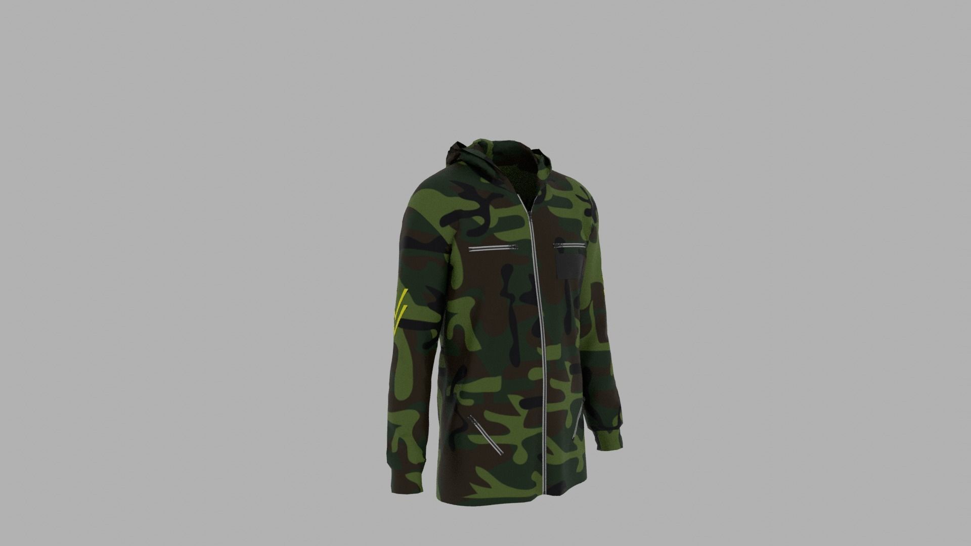 Hoodie camouflage hooded jacket Low-poly 3D model_3