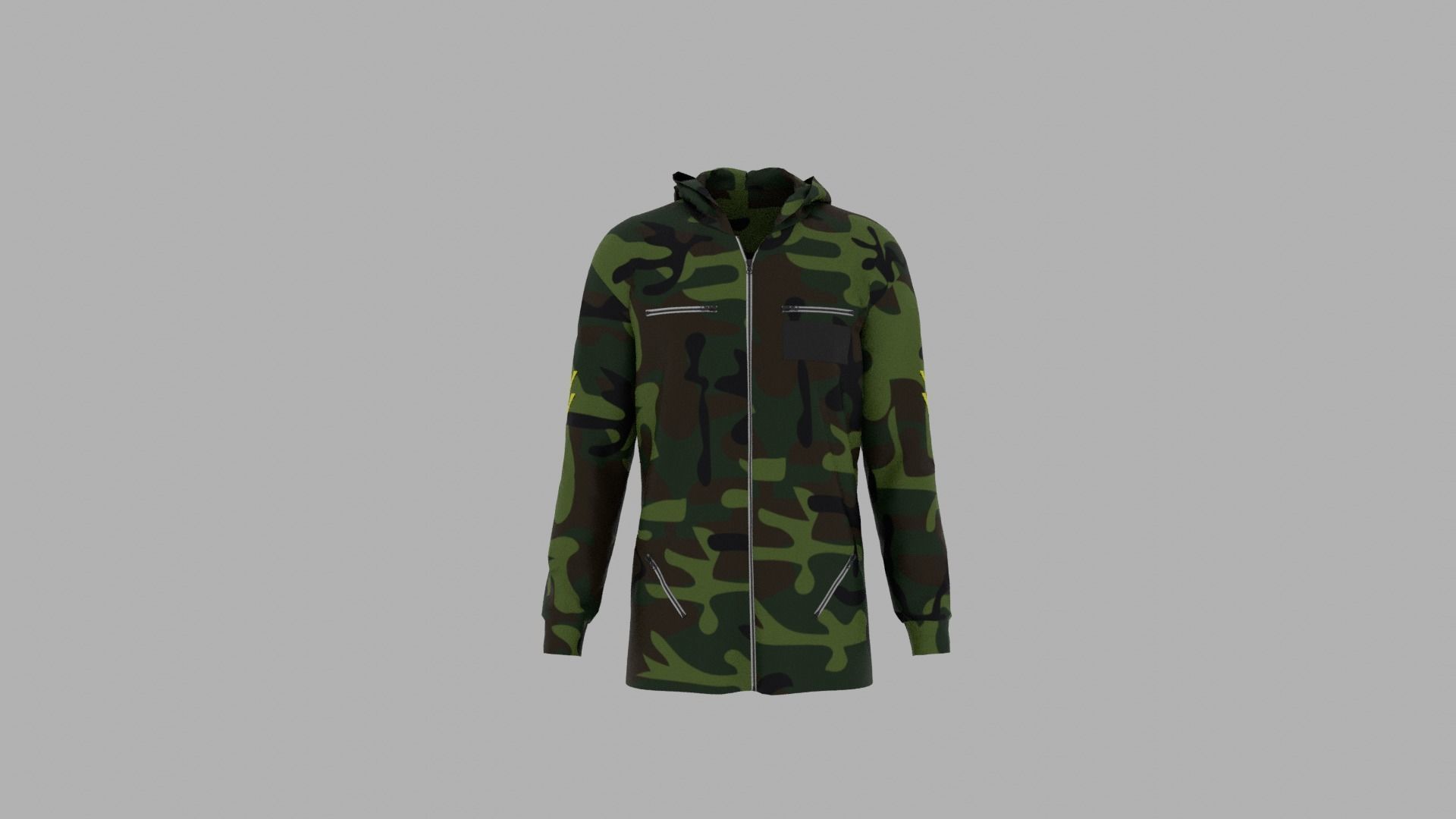 Hoodie camouflage hooded jacket Low-poly 3D model_1
