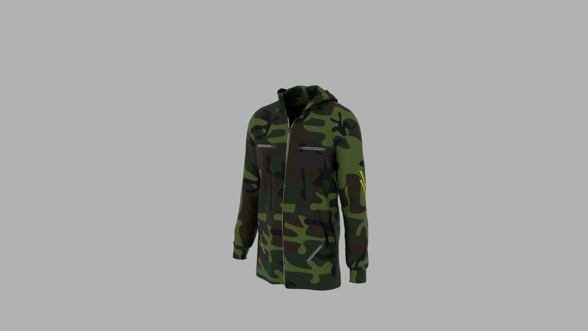Hoodie camouflage hooded jacket Low-poly 3D model_2