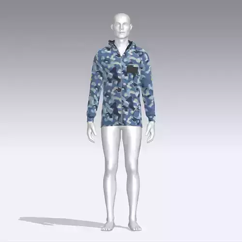 Hoodie mannequin wearing camouflage jacket