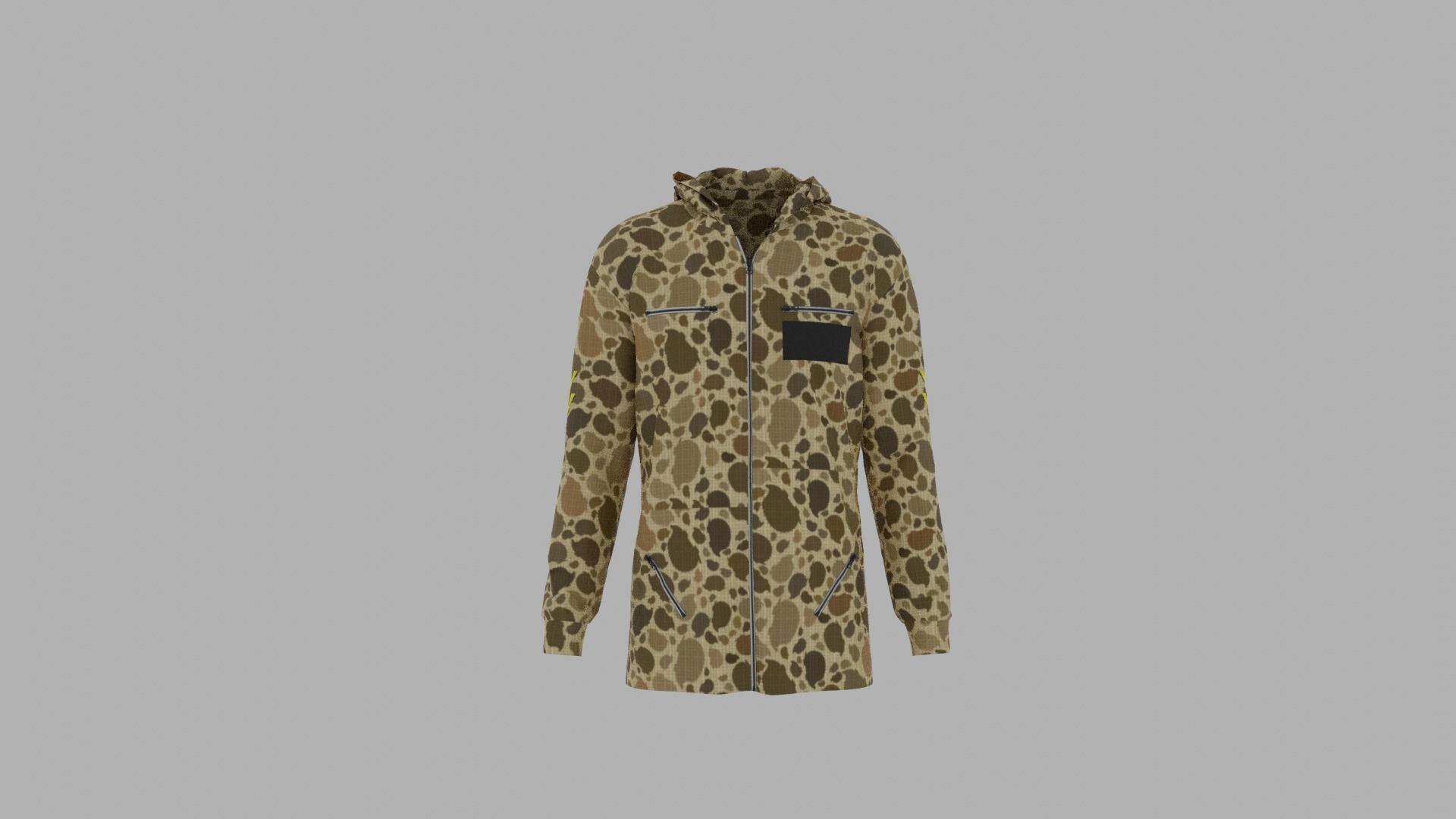 Hoodie mannequin wearing camouflage shirt Low-poly 3D model_1