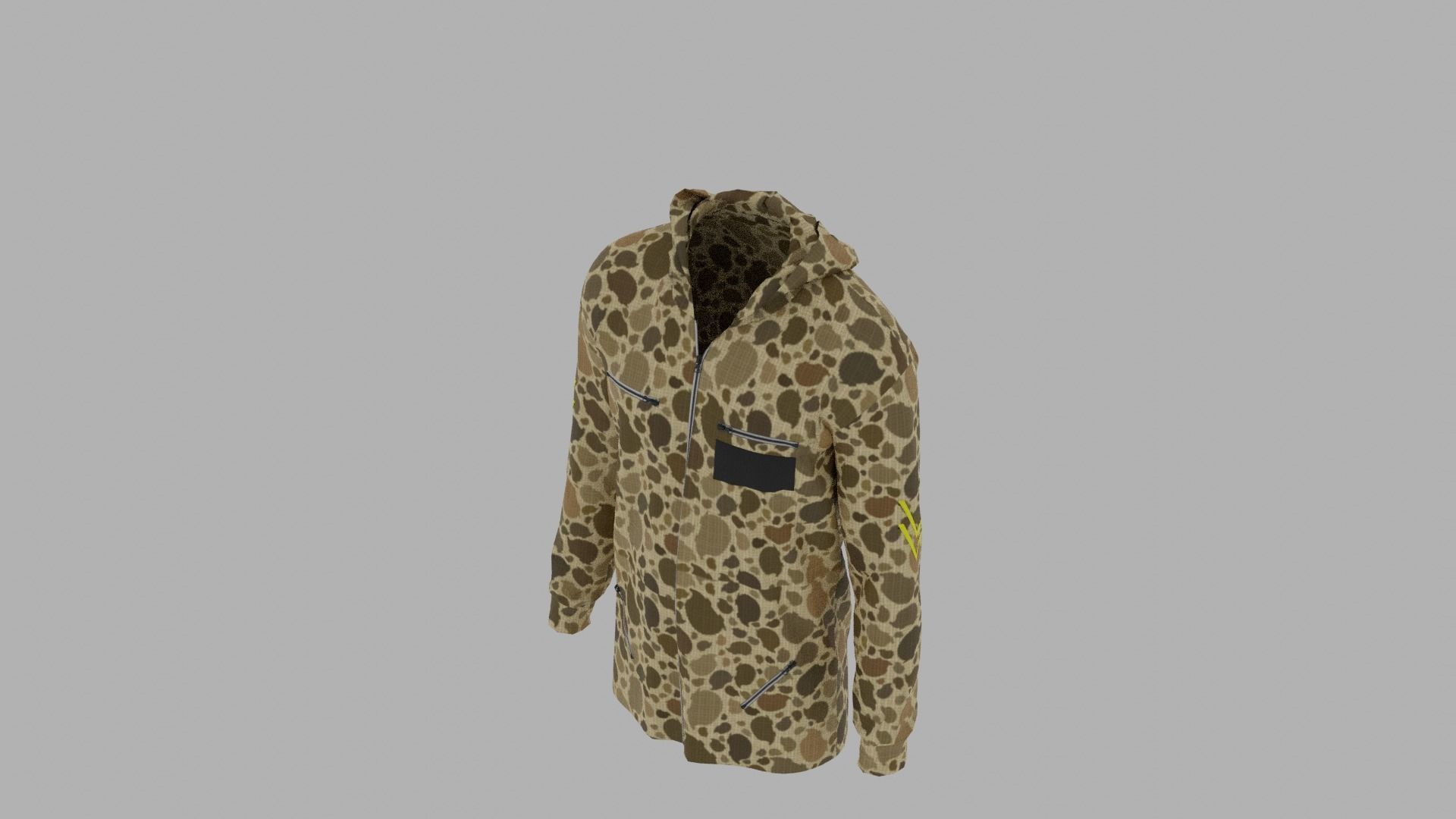 Hoodie mannequin wearing camouflage shirt Low-poly 3D model_6
