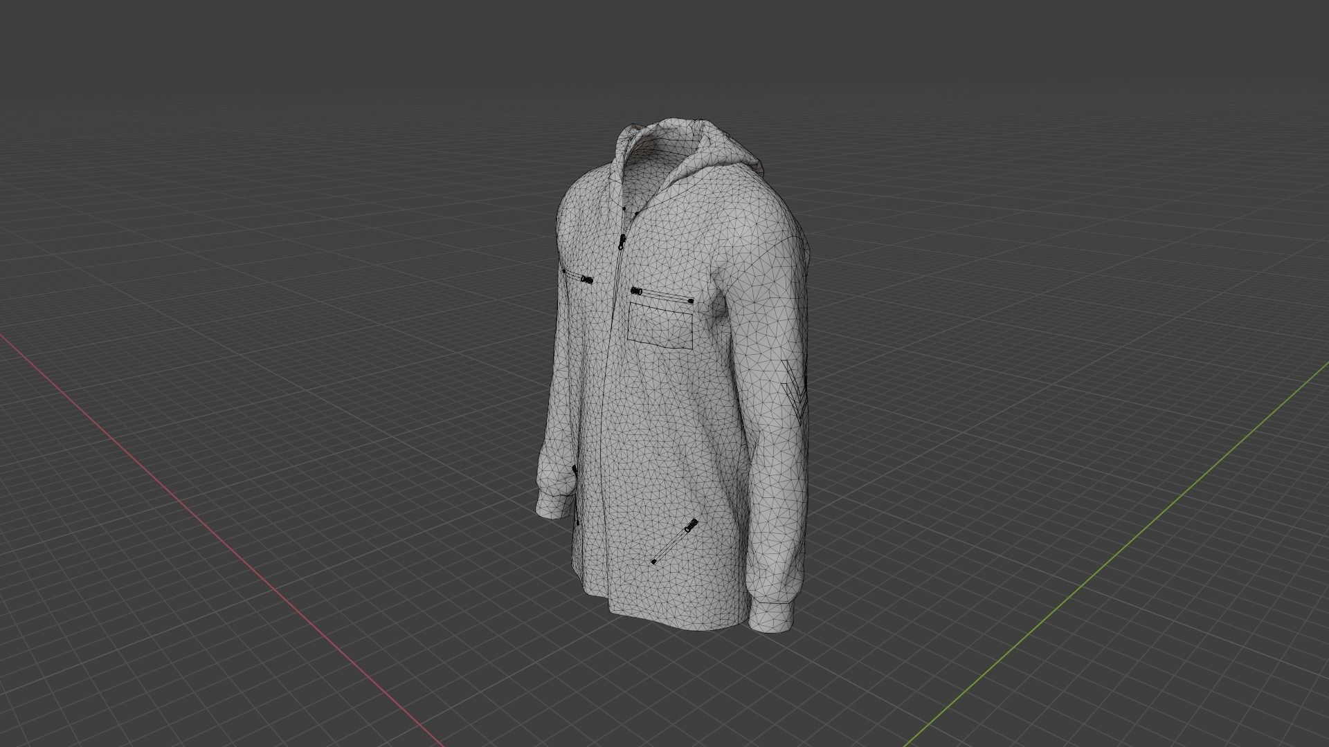 Hoodie mannequin wearing camouflage shirt Low-poly 3D model_9