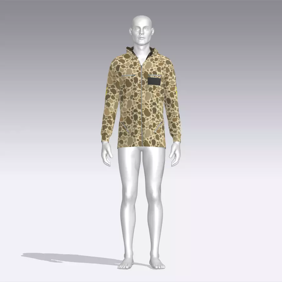 Hoodie mannequin wearing camouflage shirt Low-poly 3D model_0