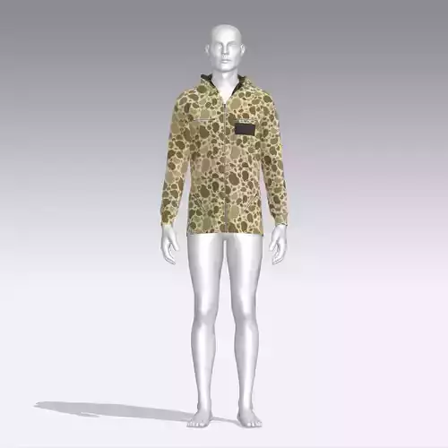 Hoodie mannequin wearing camouflage shirt