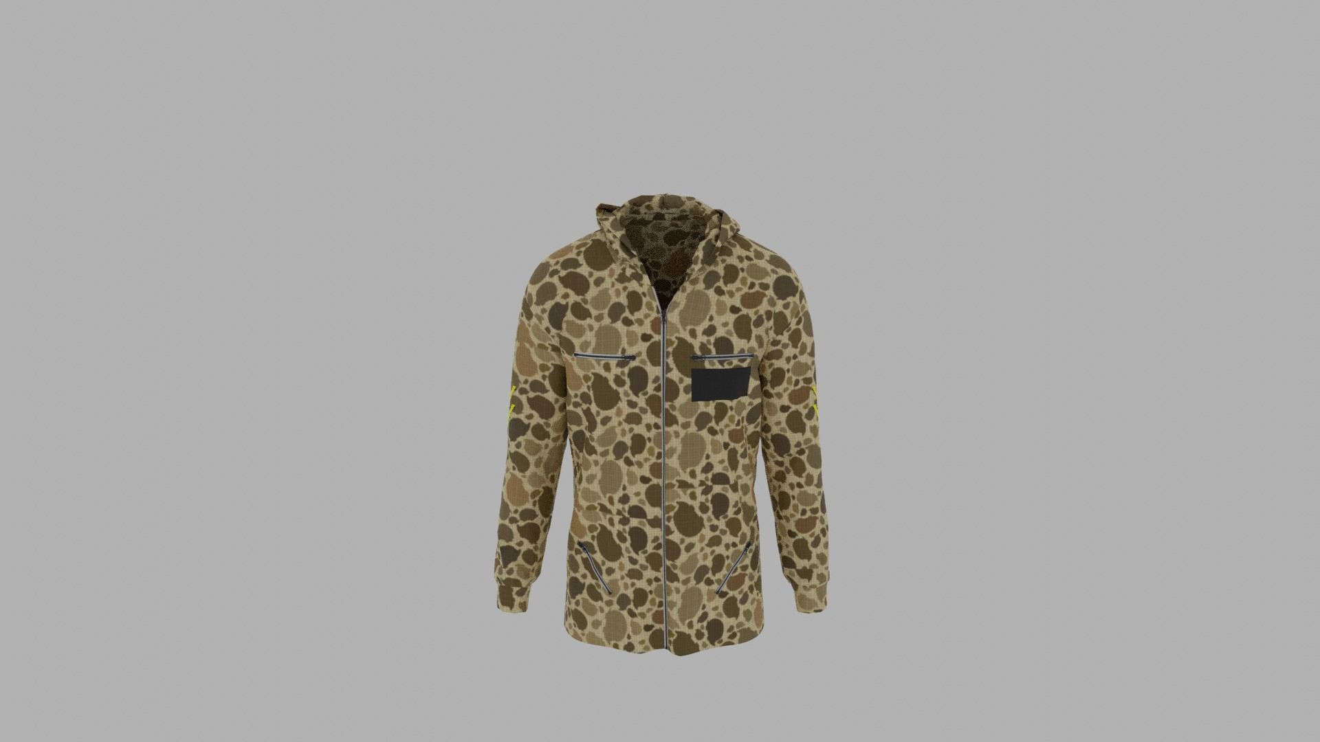 Hoodie mannequin wearing camouflage shirt Low-poly 3D model_5