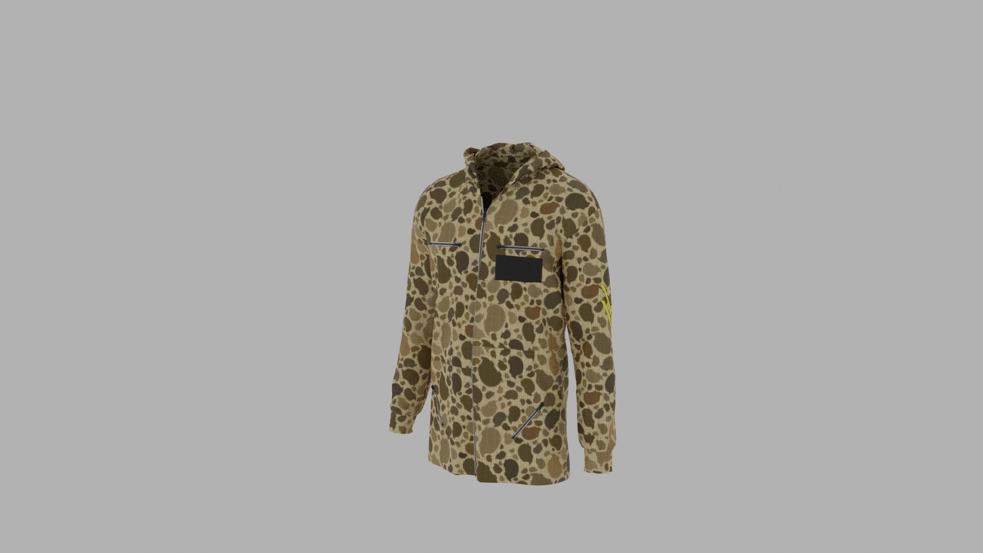 Hoodie mannequin wearing camouflage shirt Low-poly 3D model_2