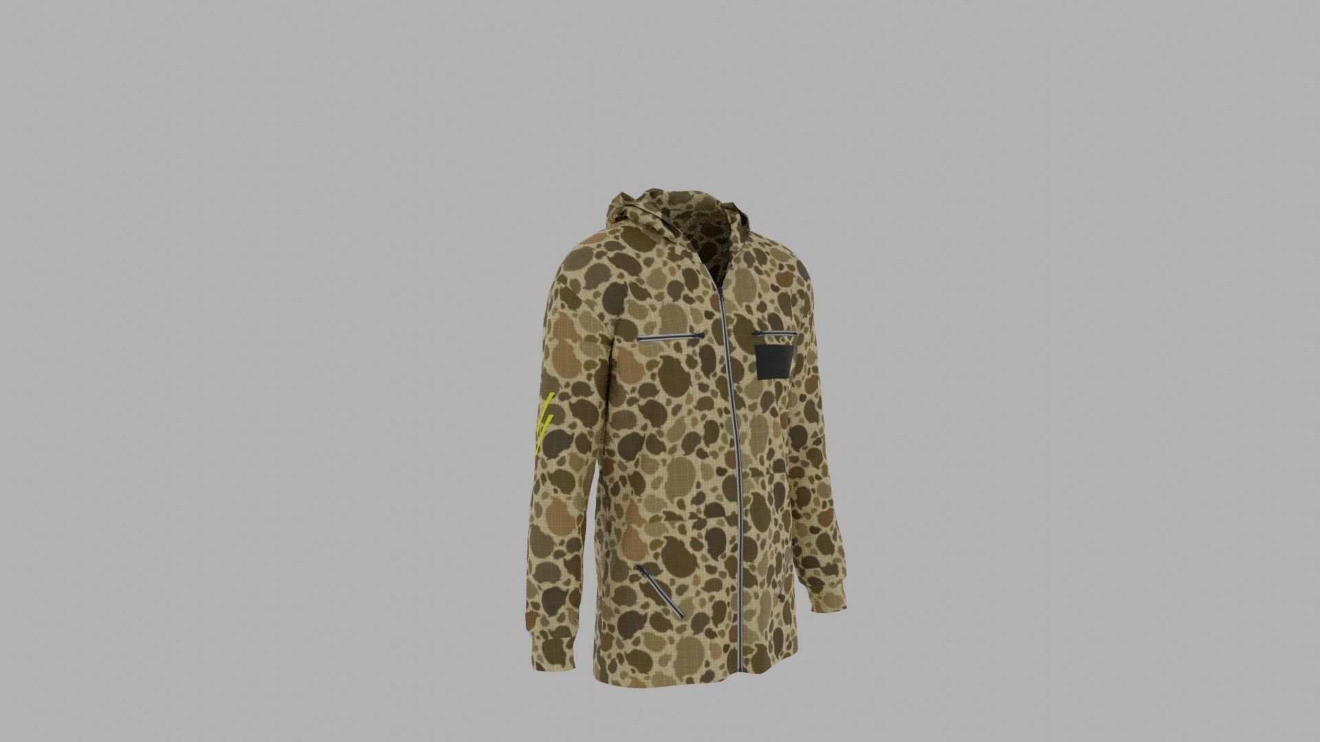 Hoodie mannequin wearing camouflage shirt Low-poly 3D model_3