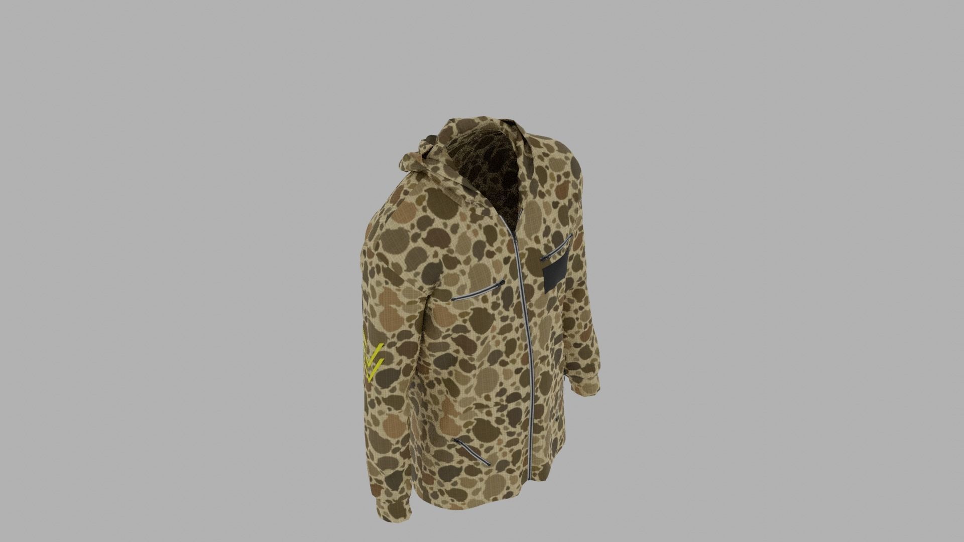 Hoodie mannequin wearing camouflage shirt Low-poly 3D model_7