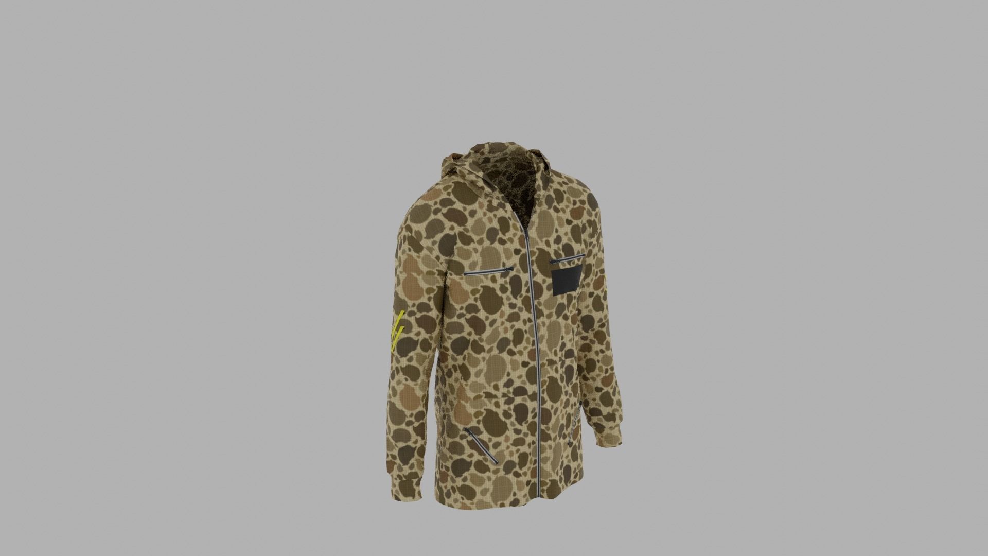 Hoodie mannequin wearing camouflage shirt Low-poly 3D model_4