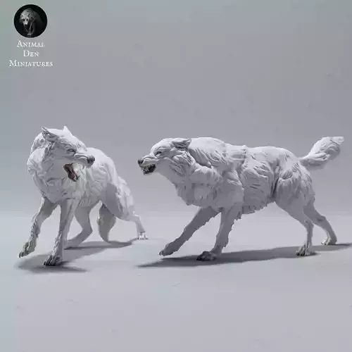 Arctic Wolves Fighting 3D print model