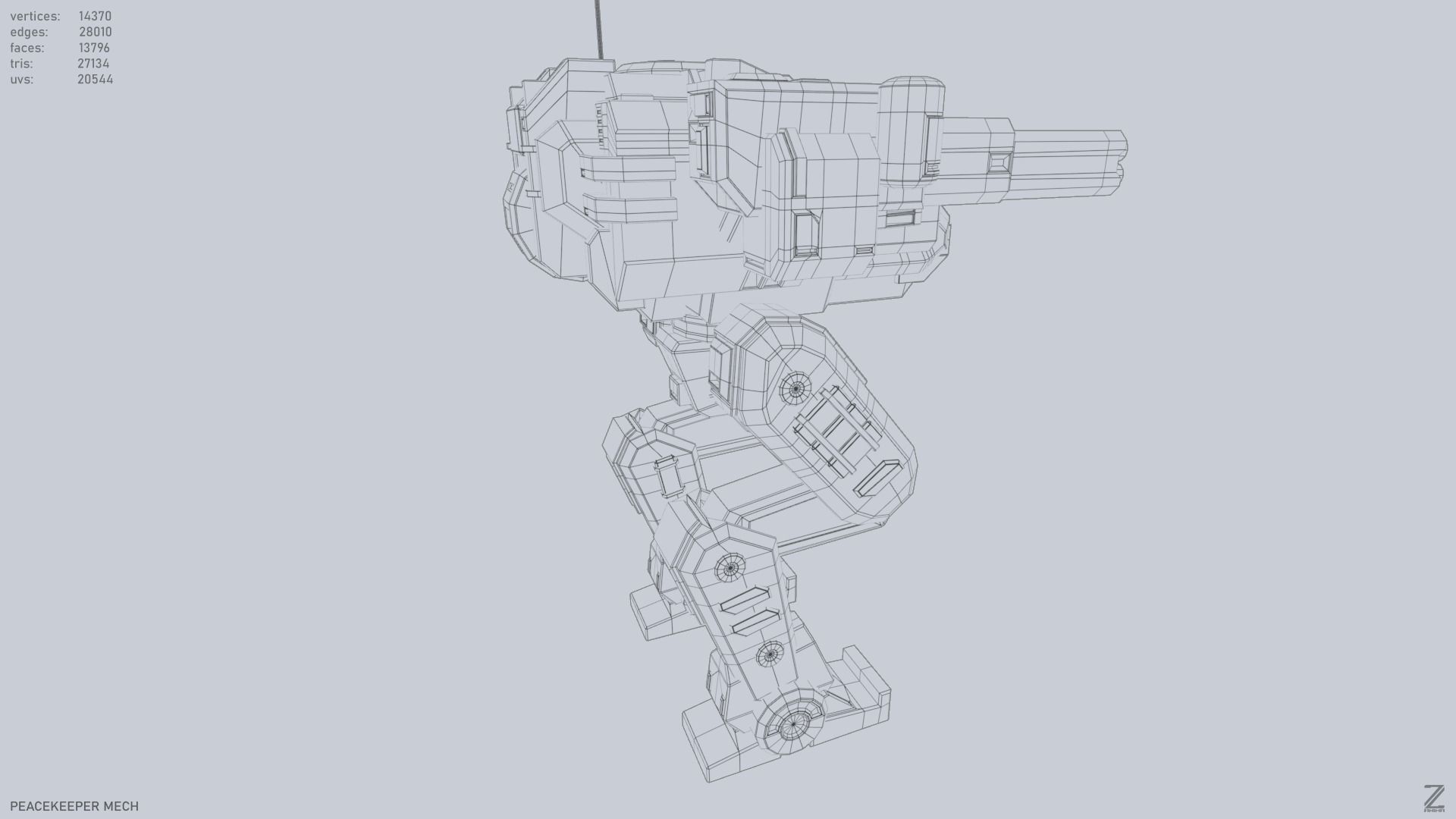 Peacekeeper Mech Low-poly 3D model_14