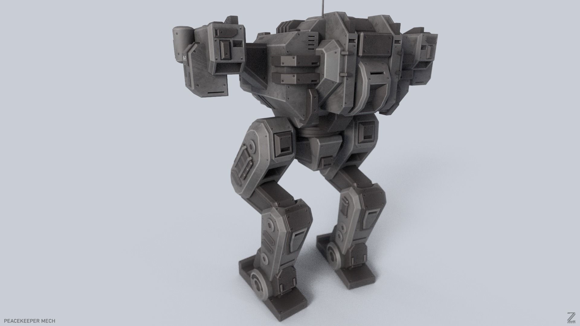 Peacekeeper Mech Low-poly 3D model_5
