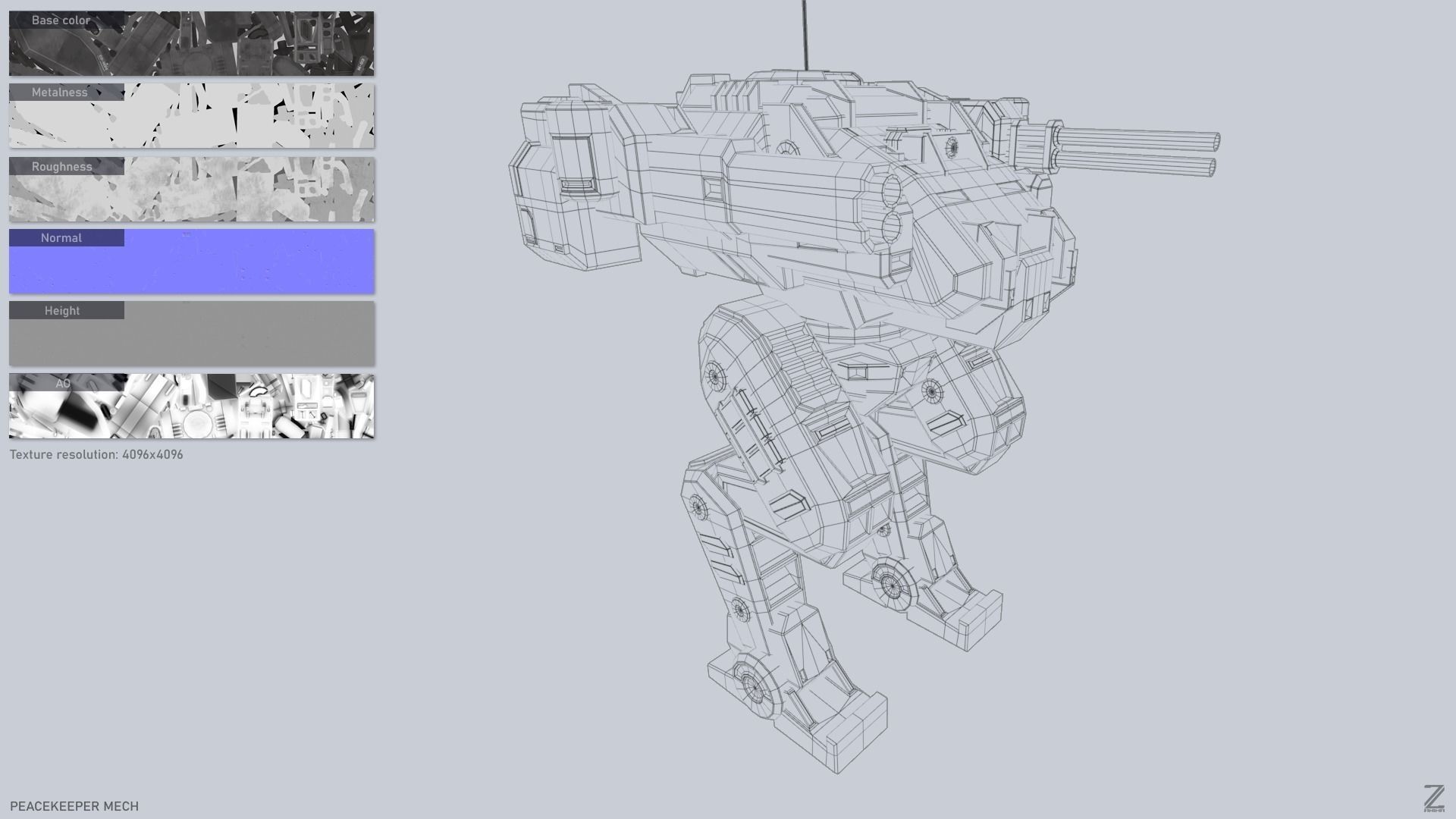 Peacekeeper Mech Low-poly 3D model_3