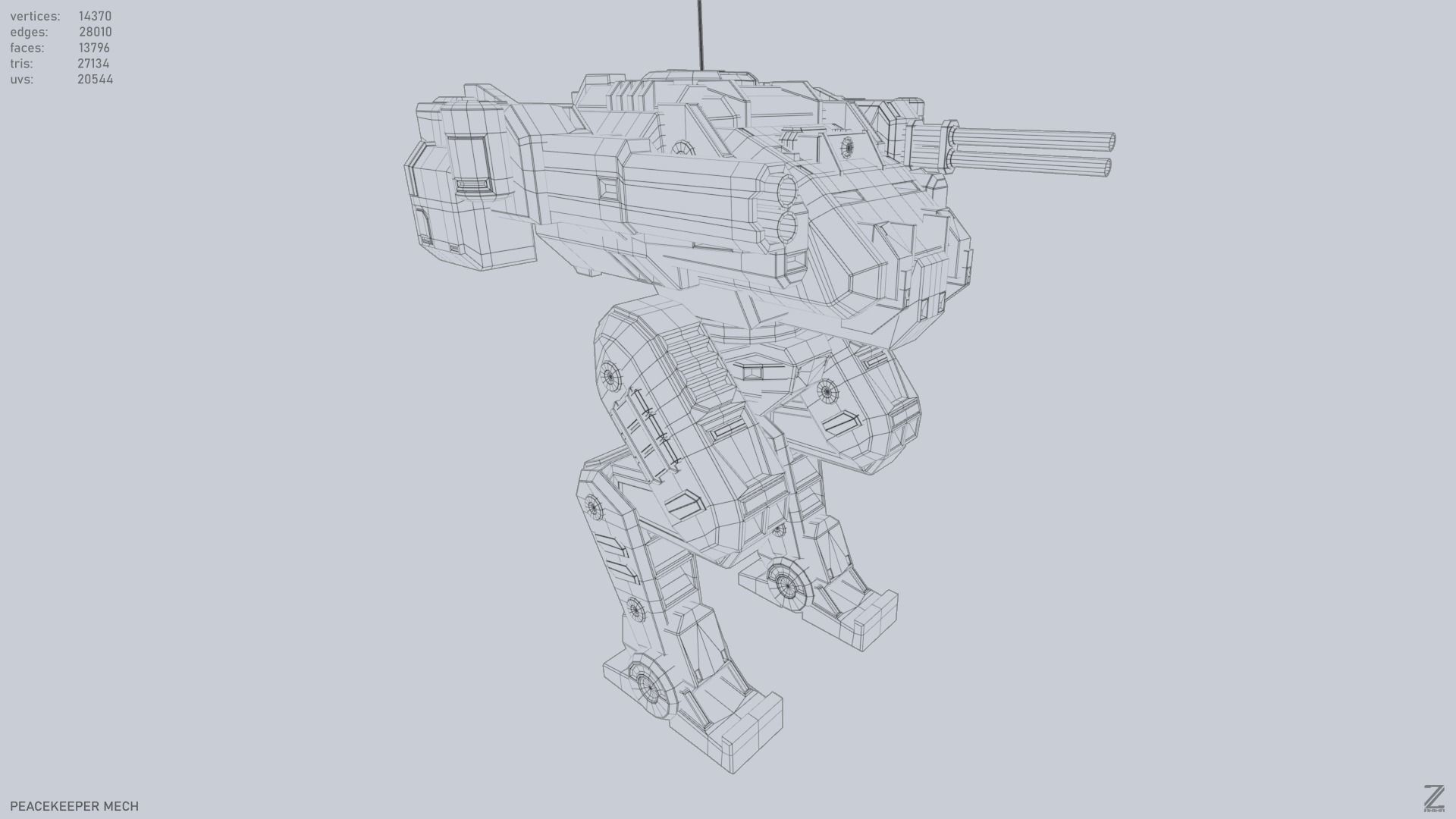 Peacekeeper Mech Low-poly 3D model_15