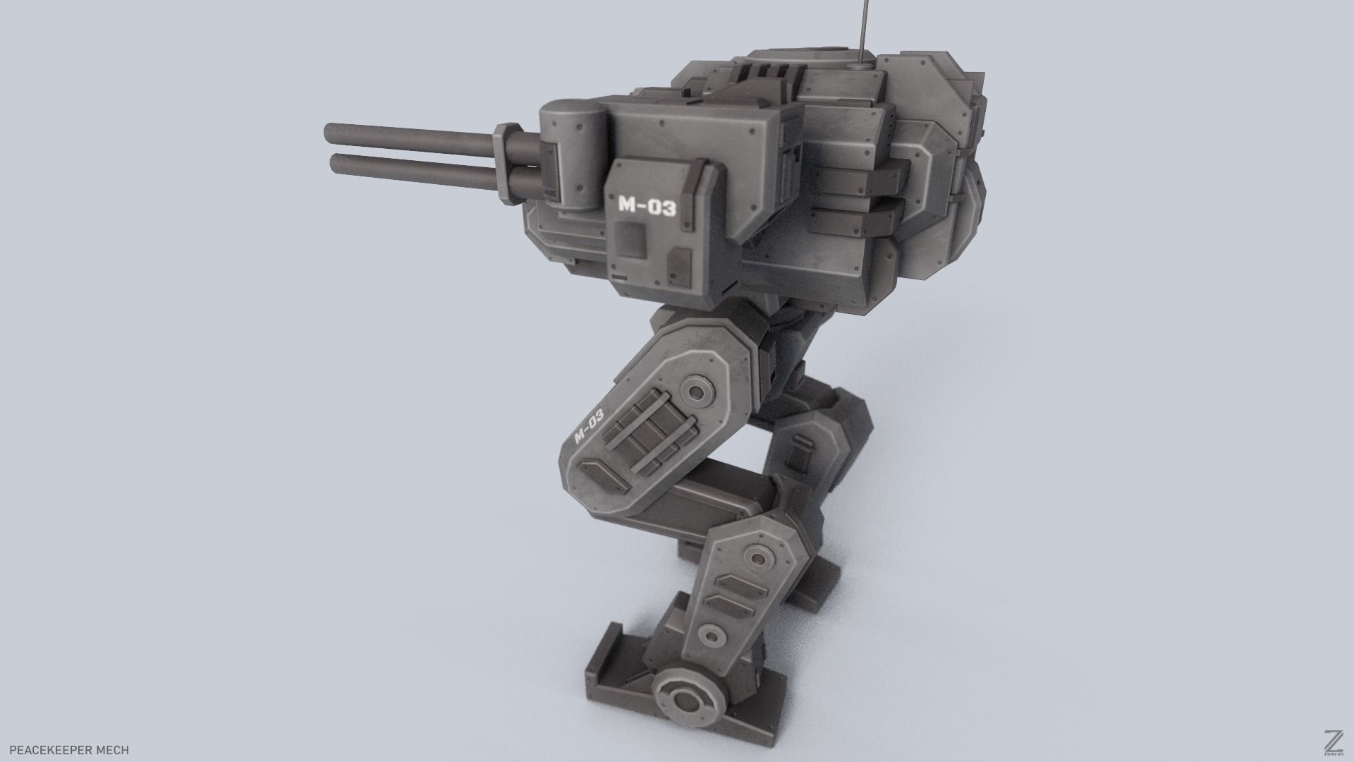 Peacekeeper Mech Low-poly 3D model_4