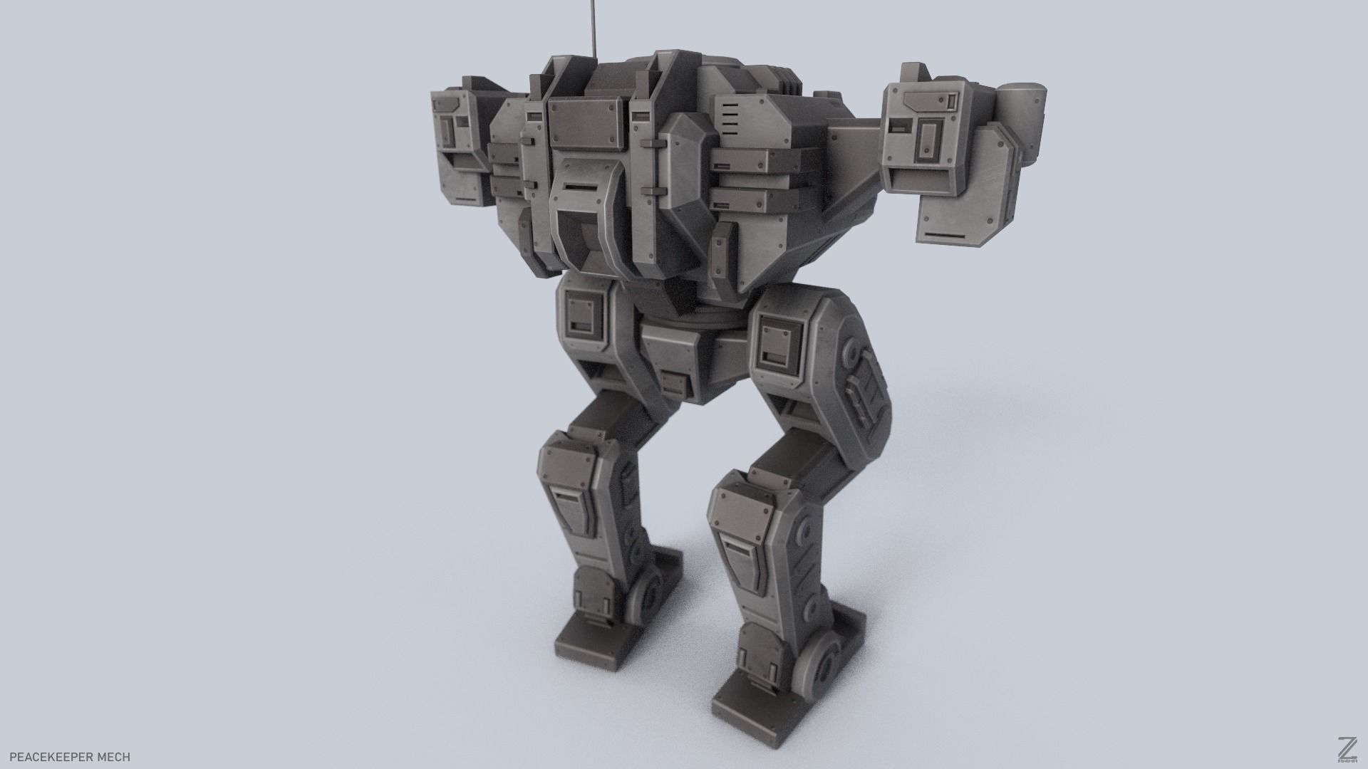 Peacekeeper Mech Low-poly 3D model_6