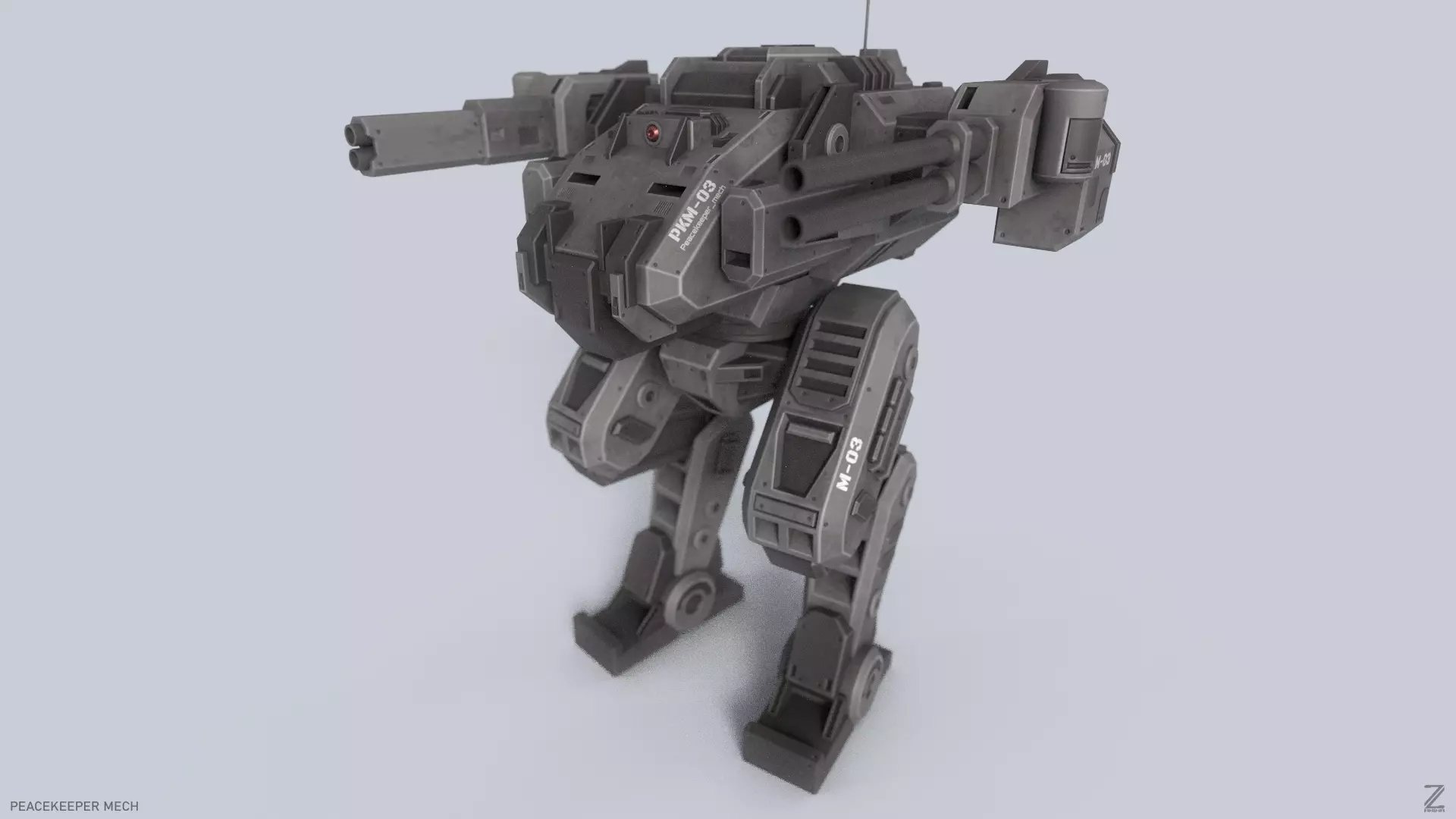 Peacekeeper Mech Low-poly 3D model_0