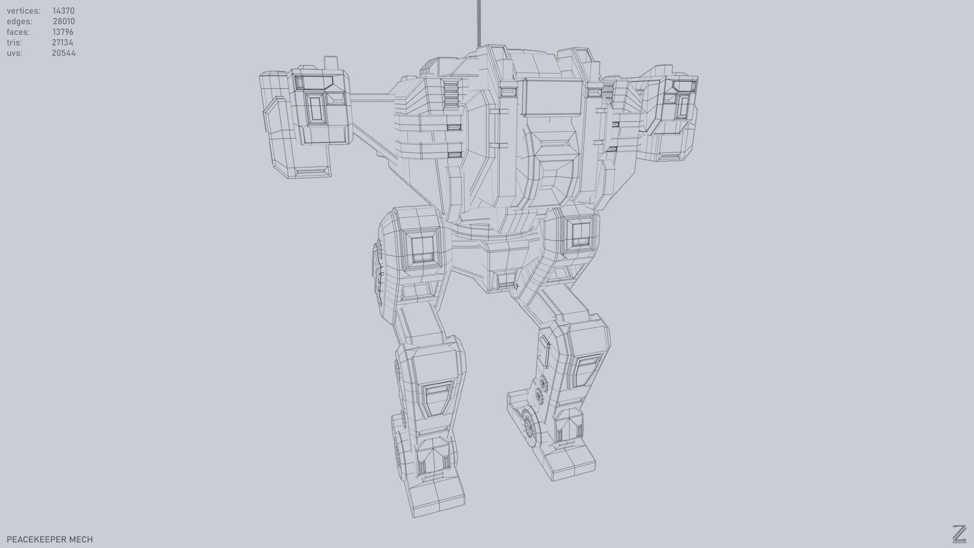 Peacekeeper Mech Low-poly 3D model_12