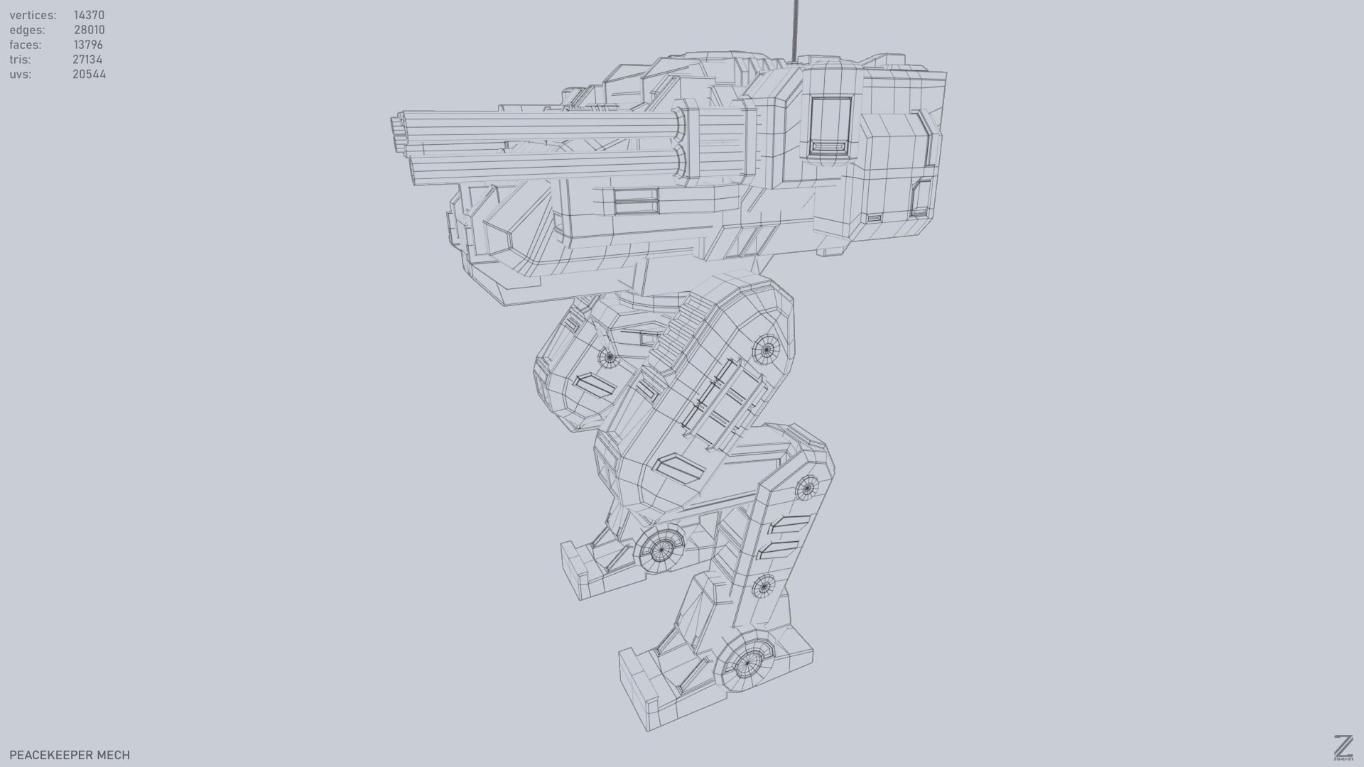 Peacekeeper Mech Low-poly 3D model_10