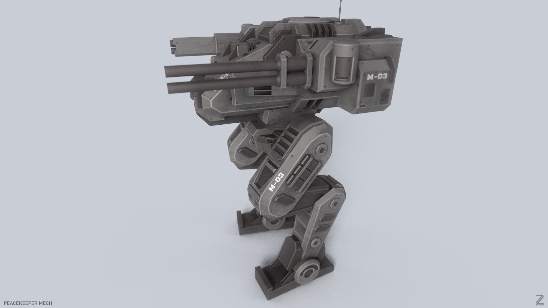 Peacekeeper Mech Low-poly 3D model_2