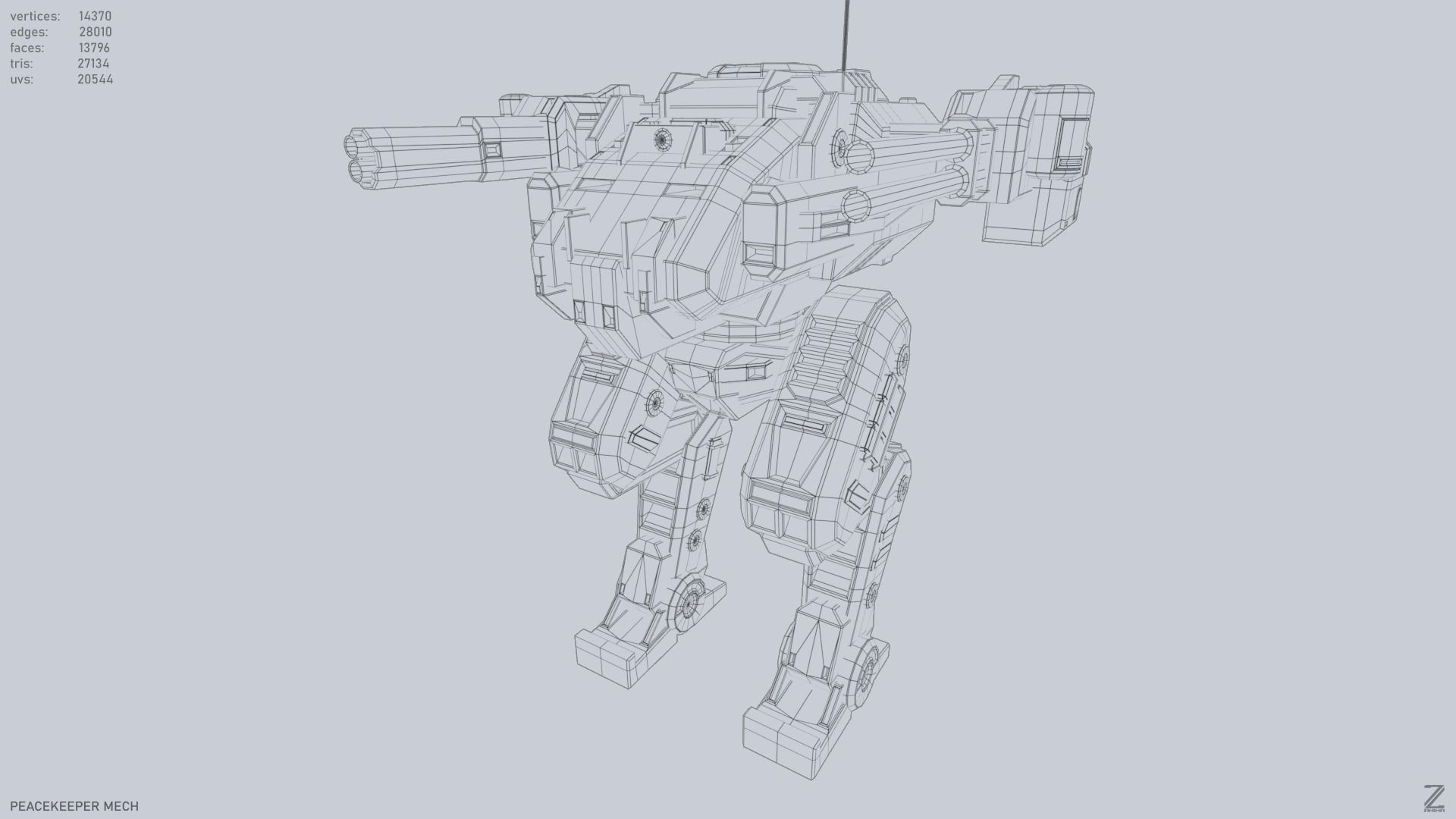 Peacekeeper Mech Low-poly 3D model_9