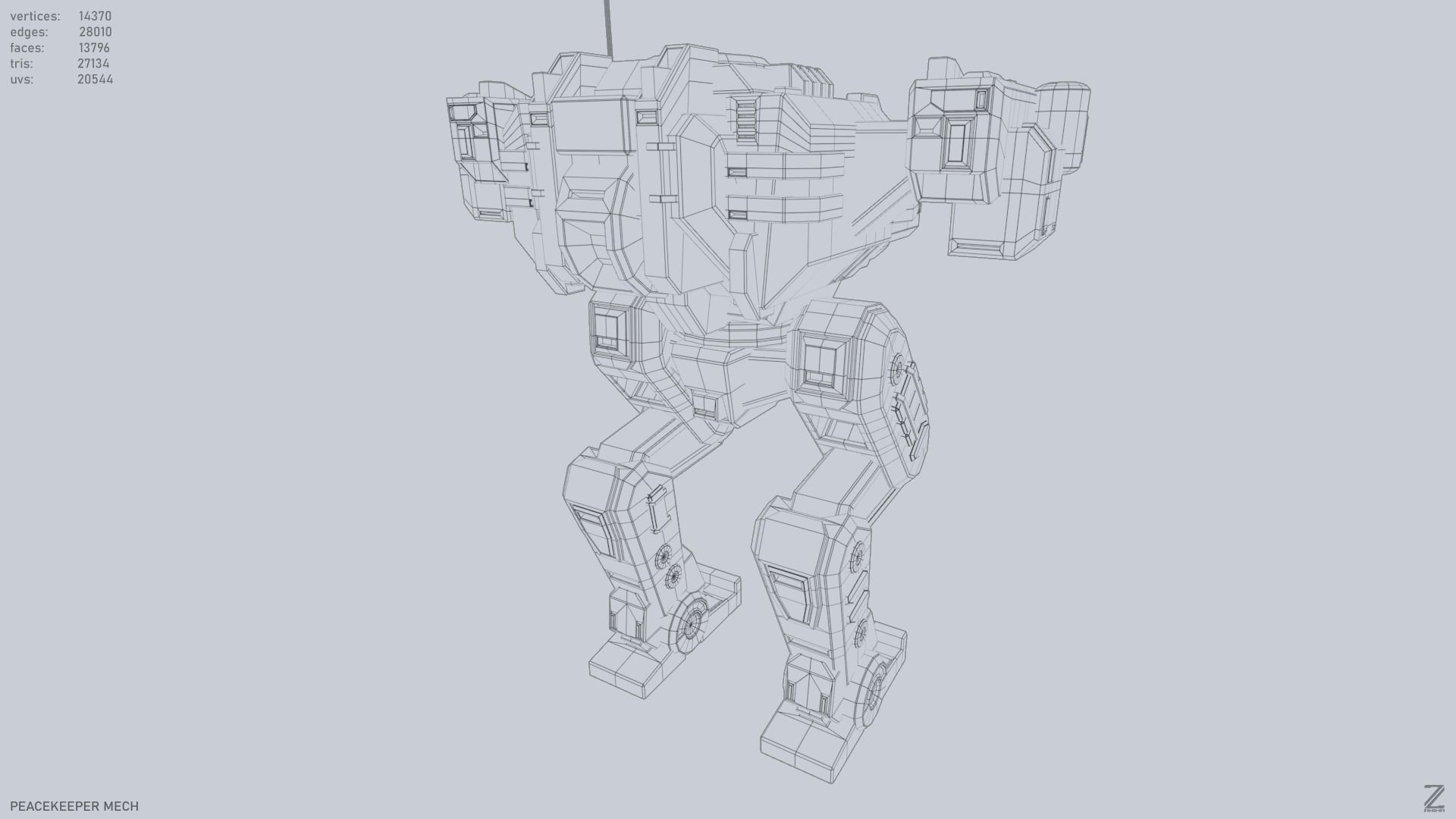 Peacekeeper Mech Low-poly 3D model_13