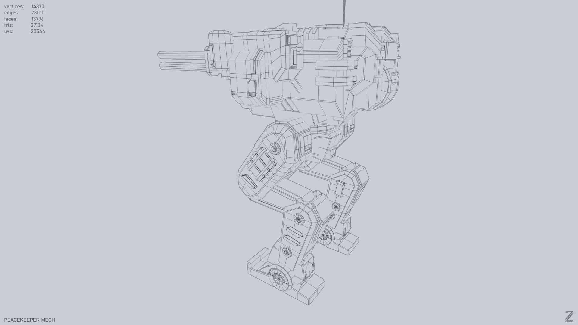 Peacekeeper Mech Low-poly 3D model_11