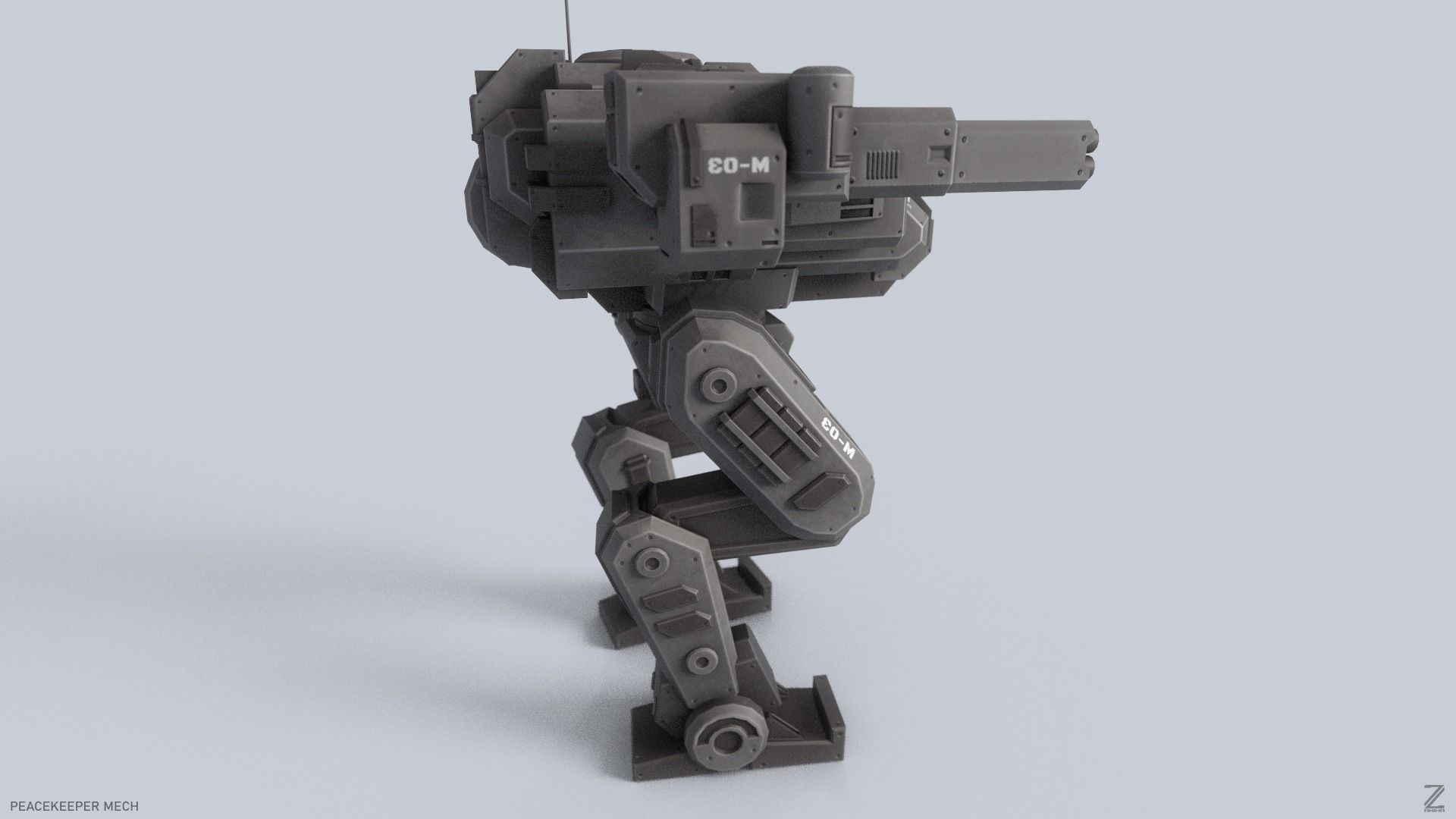 Peacekeeper Mech Low-poly 3D model_7