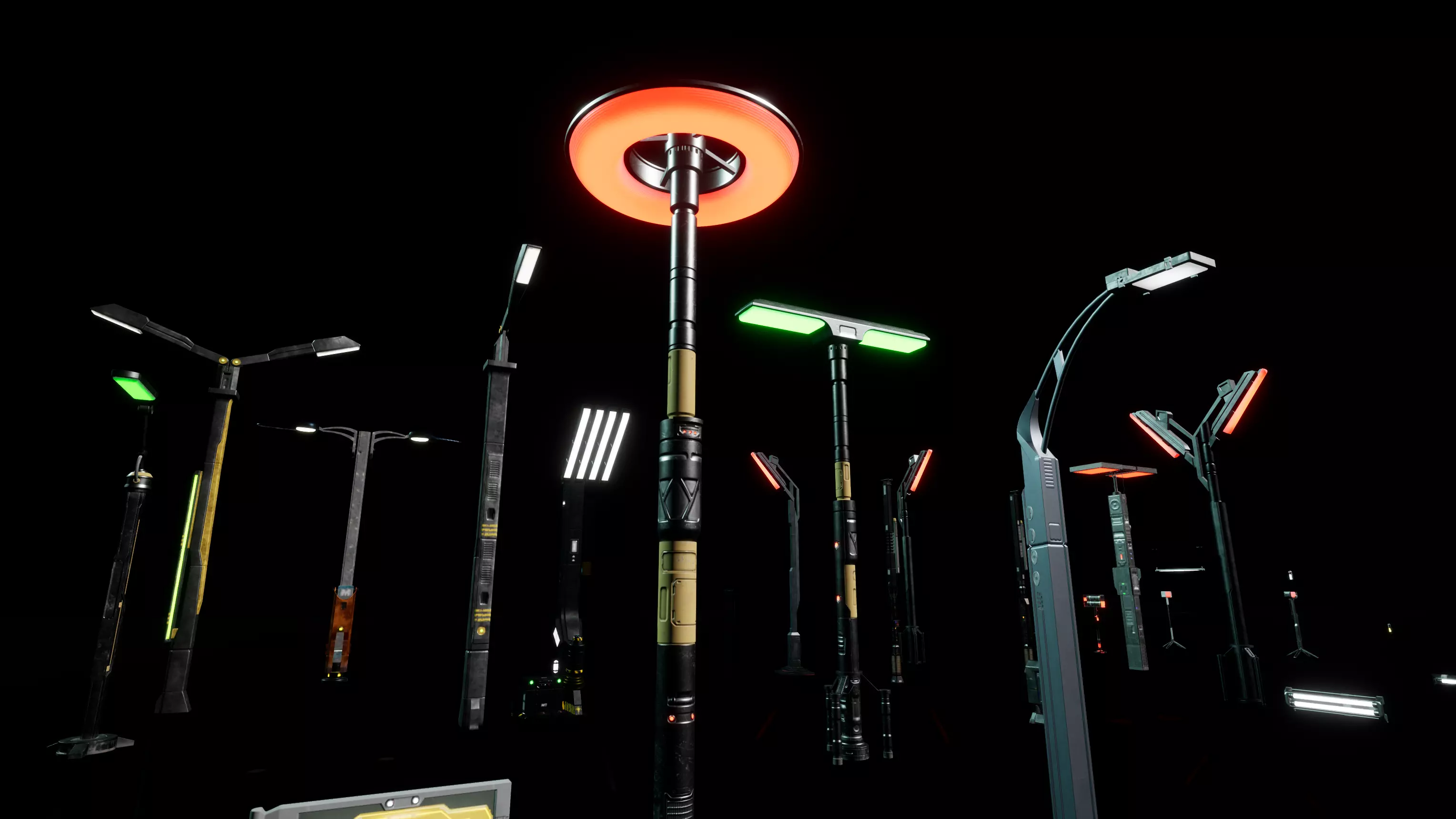 Cyberpunk Street Lights Low-poly 3D model