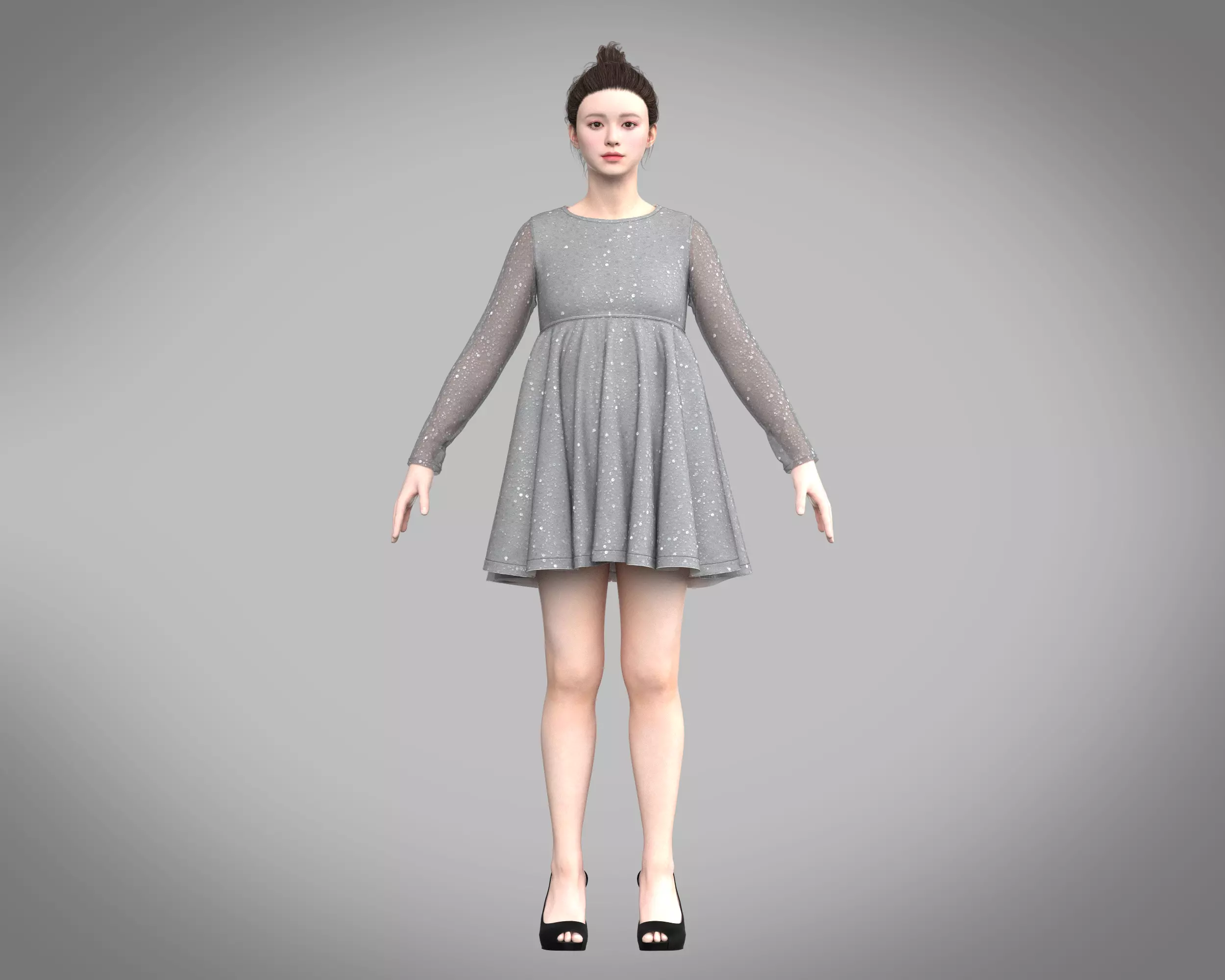Maternity long sleeve dress 3D model