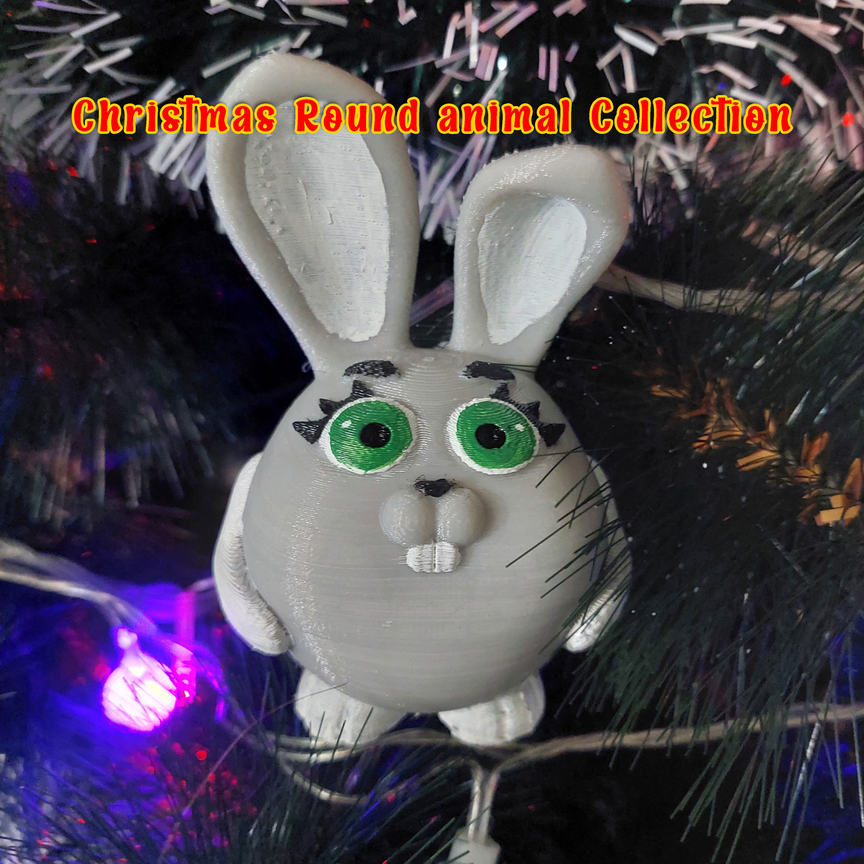 ROUND ANIMALS COLLECTION PACK 3 OF 9 BUNNY CAT AND DEER 3D print model_2