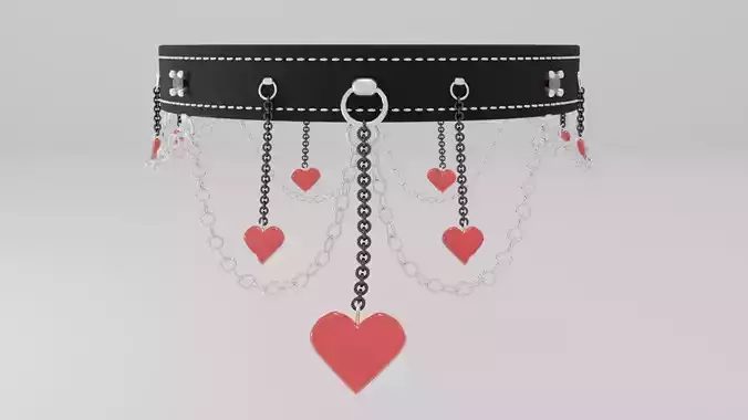 Kawaii Heart Valentine s Day Collar VR Asset High Poly 3D model