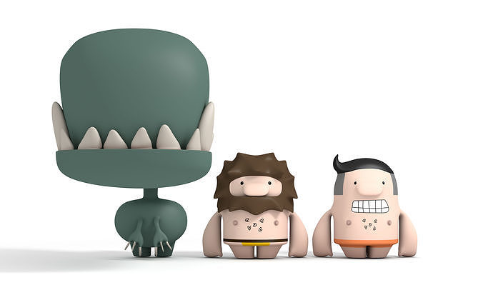 Caveman and Dinosaur characters 3D model