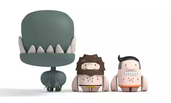 Caveman and Dinosaur characters