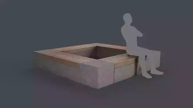 Modern Outdoor Bench 115 PBR Game Ready Low-poly 3D model