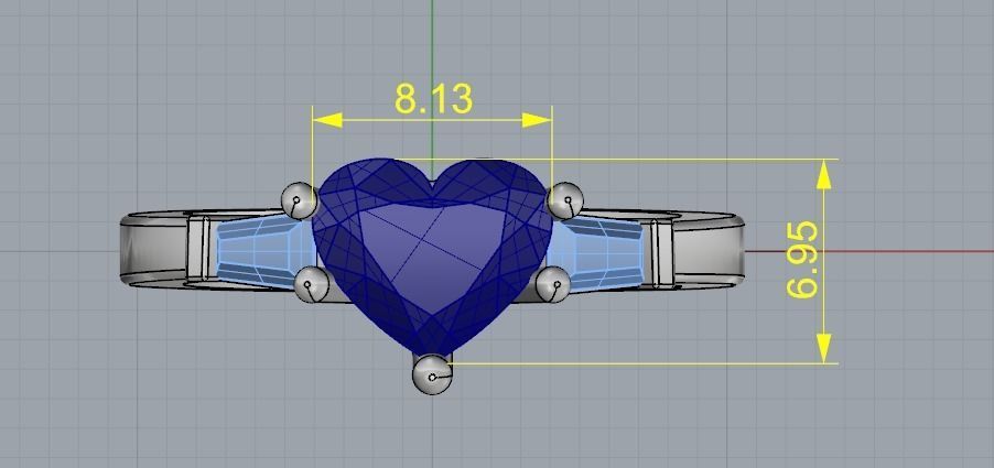 Heart Stone Ring Model 2571 3D print model_8
