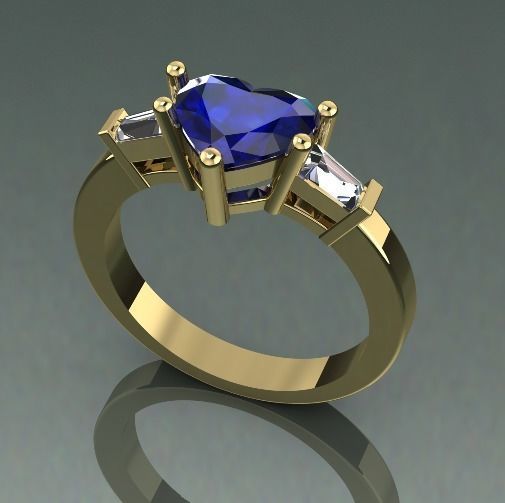 Heart Stone Ring Model 2571 3D print model_1
