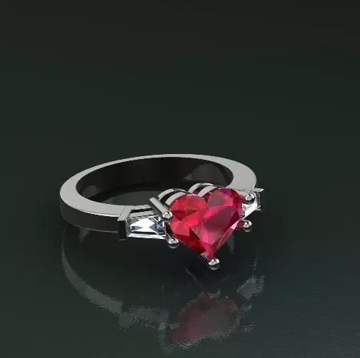 Heart Stone Ring Model 2571 3D print model_0