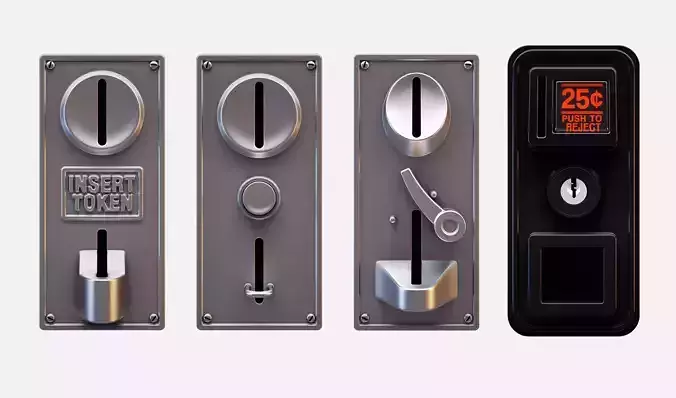 Retro Coin Token Slot Facades 3D model