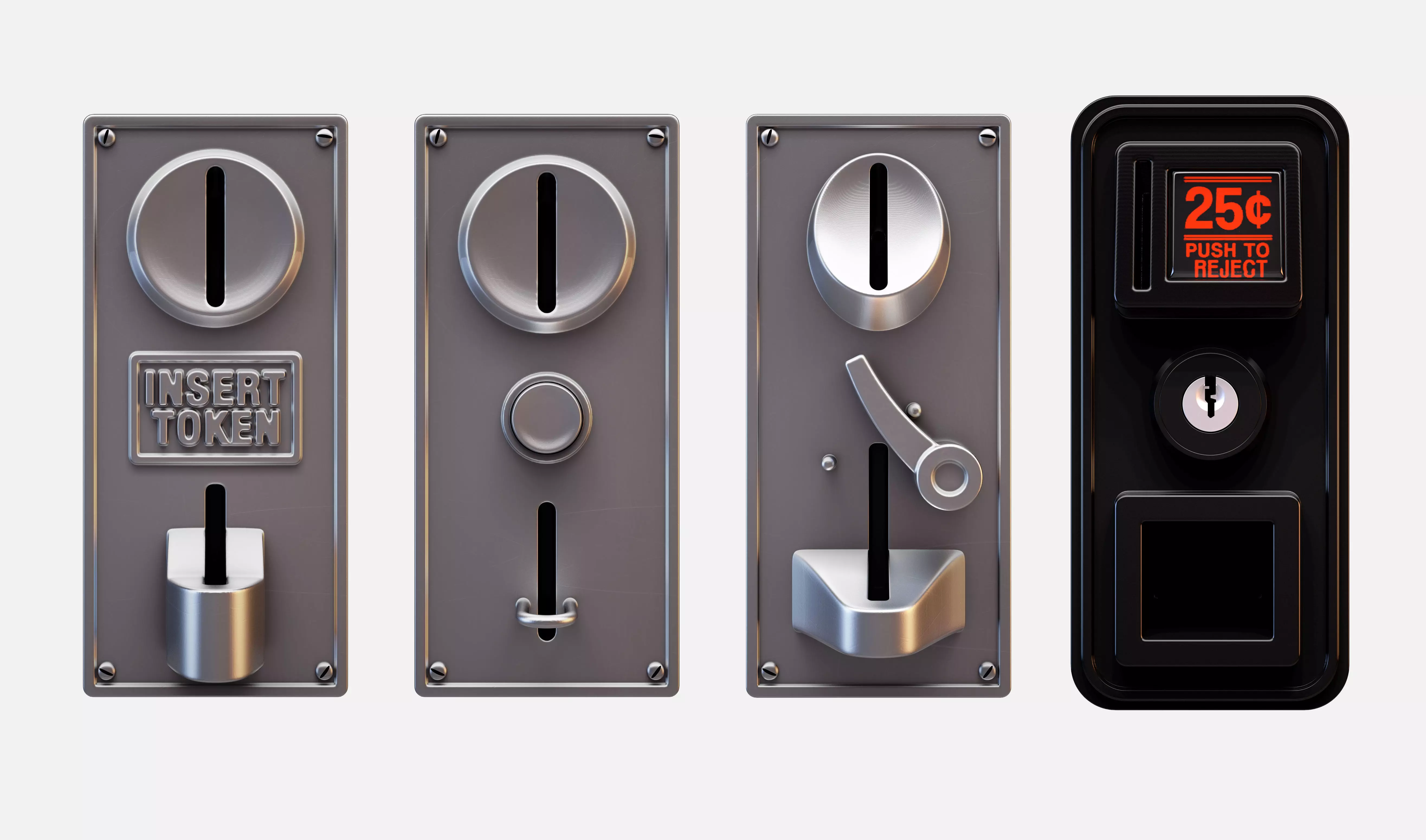 Retro Coin Token Slot Facades 3D model_0