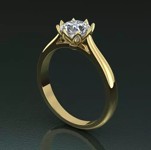 Soliter ring with one stone Model 2553 3D print model_0