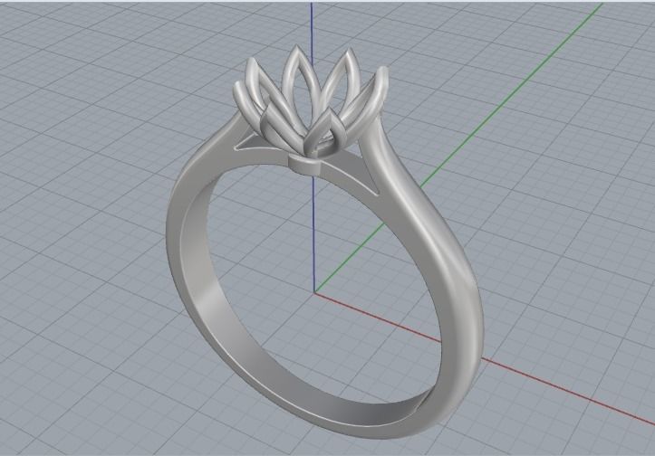 Soliter ring with one stone Model 2553 3D print model_3