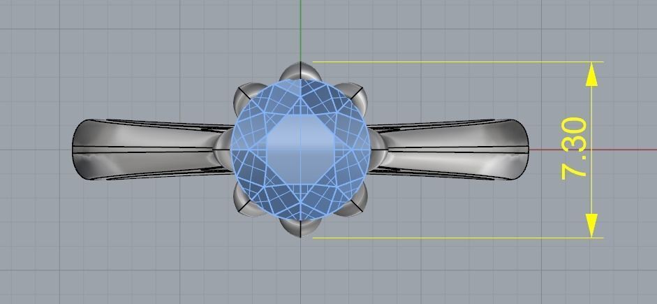 Soliter ring with one stone Model 2553 3D print model_7