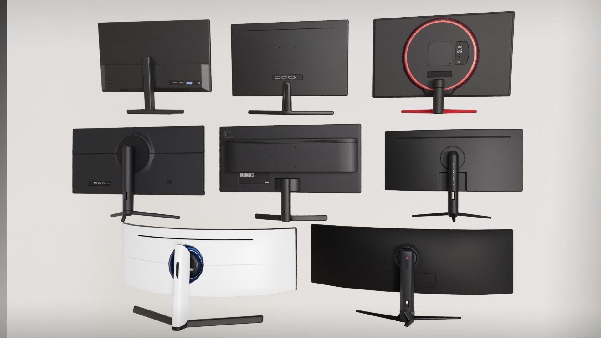 Low Poly PC Monitors Low-poly 3D model_3